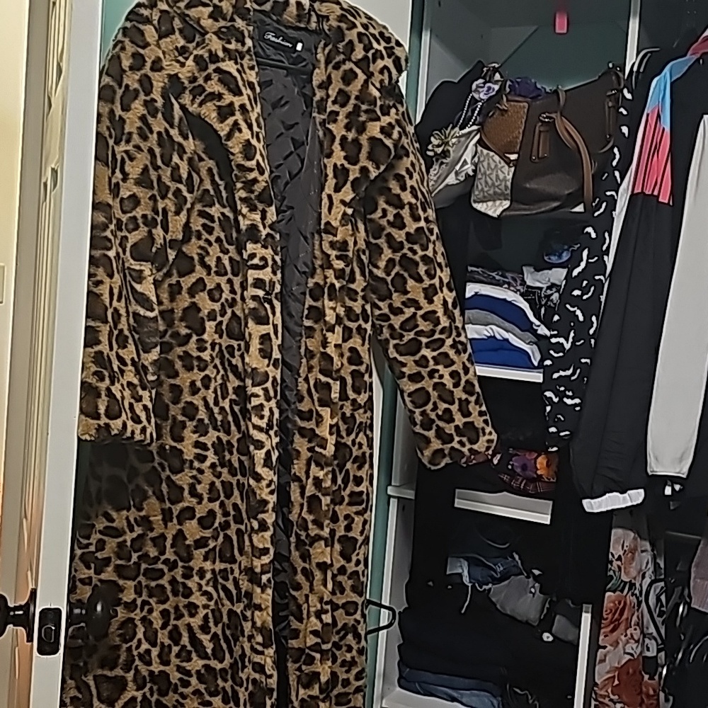 Faux Leopard print coat